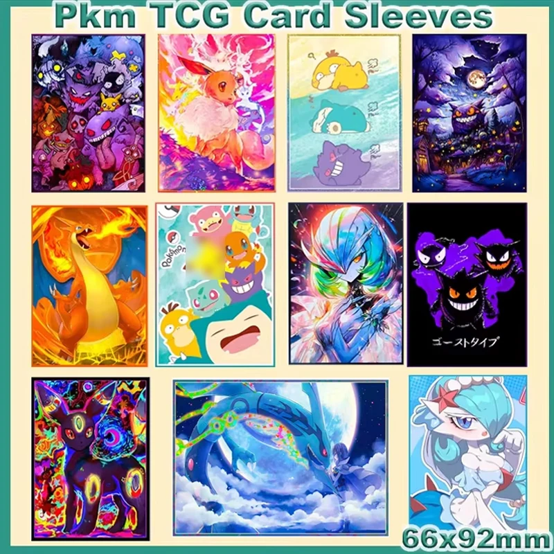 Neue heiße 11 Styles PKM Kartenhüllen 66x92mm Eevee Gengar Gardevoir Anime Sammelkarten-Schutzhüllen Exquisites Geschenk Spielzeug