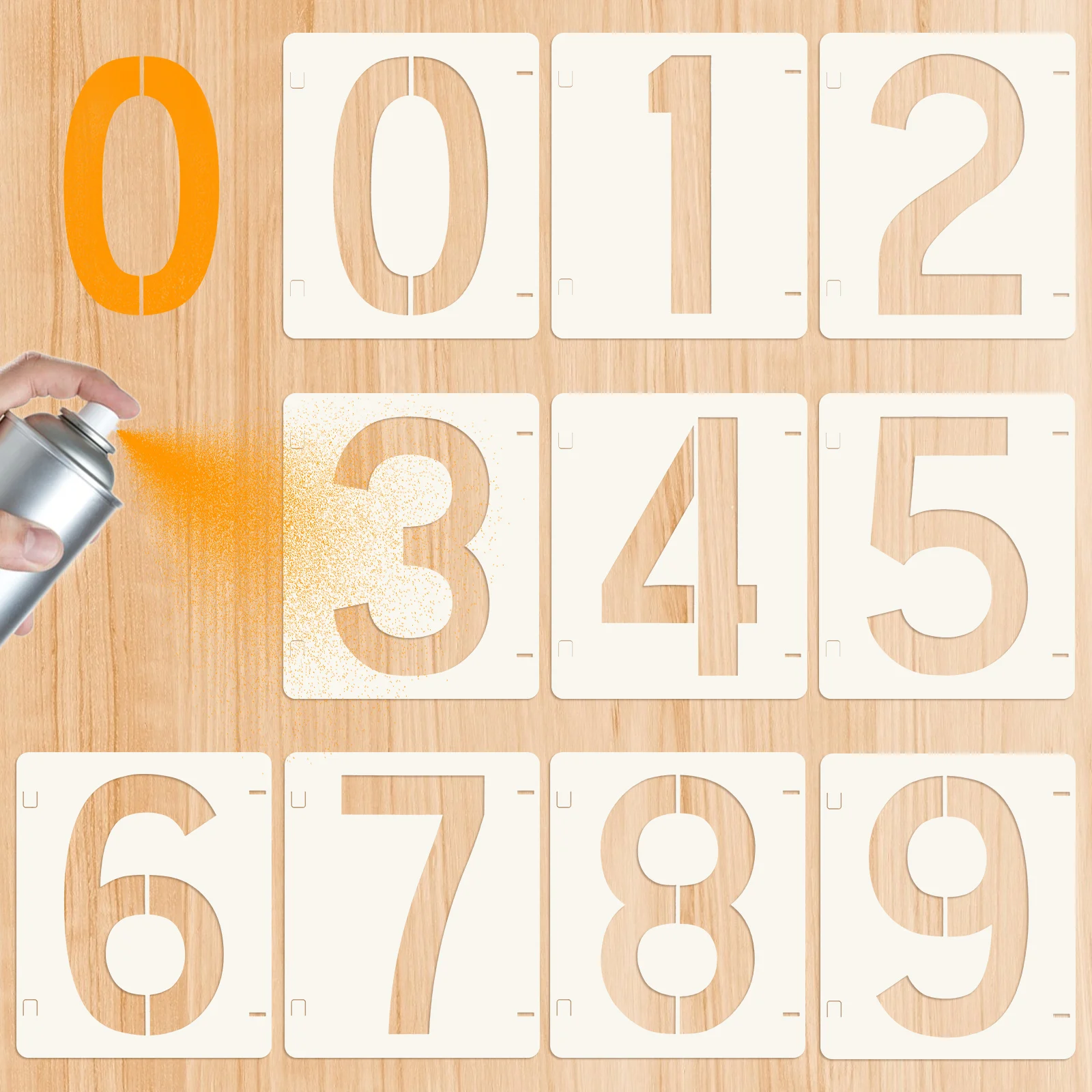 

10 Sheets Number Stencils Plastic Painting Templates for Wood Signs Crafts Kids Painting Molds Number Stencils