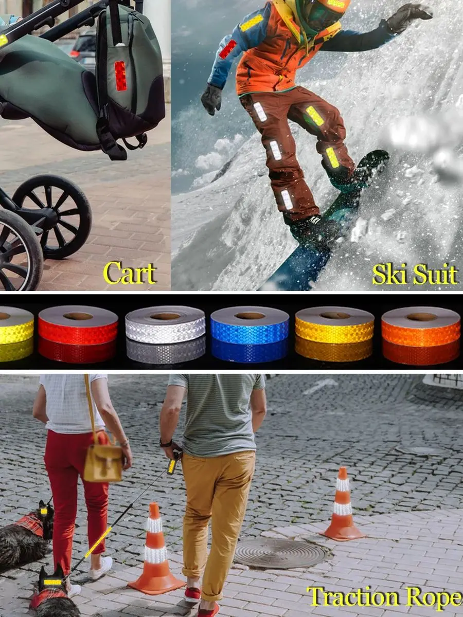 AliExpress NONE Reflective Sticker Outdoor Waterproof High Reflective Signs Warn Tape Bicycle Cloth Construction Site Safety Decoration 2.5cm