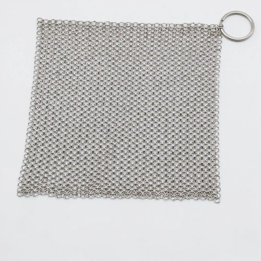 Metal Mesh Scrubber For Cast Iron Cookware Stainless Steel Chainmail Pad Kitchen Cleaning Tool For Pot Pan Grill Surface