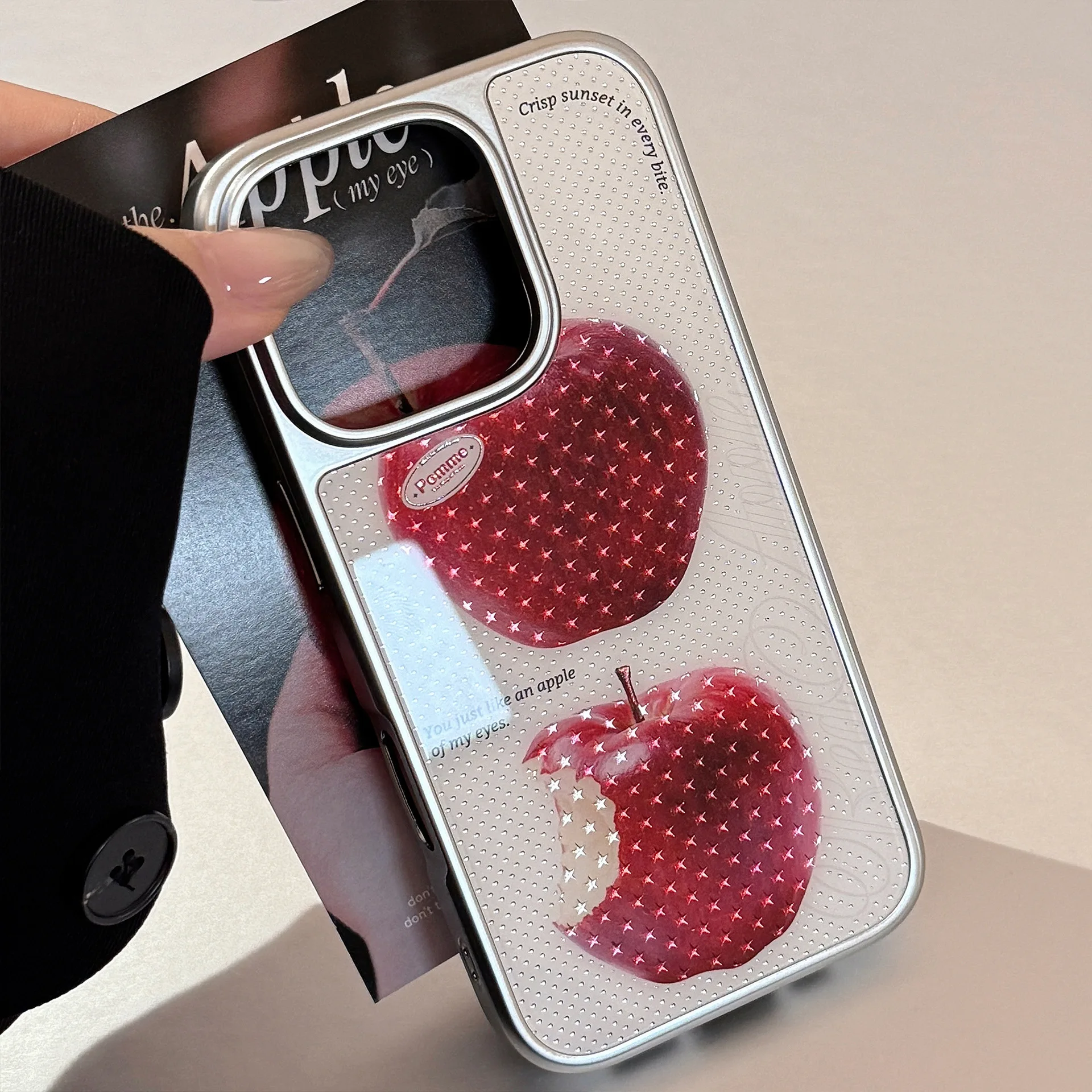 المتقدمة مذهب الأحمر أبل نجوم الفضة الحدود للصدمات واقية غطاء الهاتف آيفون 17 16 15 14 13 12 برو ماكس زائد #1