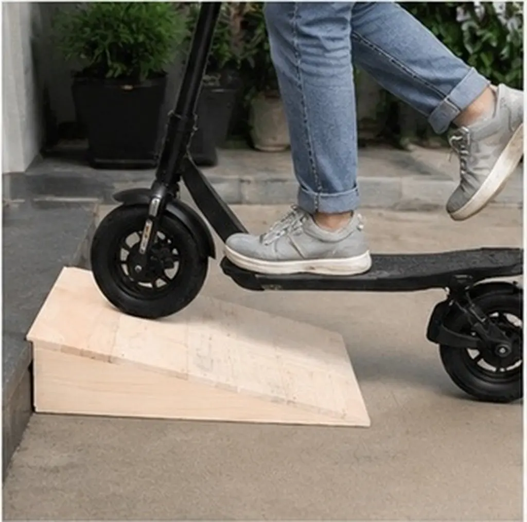 Wood Entry Ramp Solid Natural Finish for Scooters Motorcycles Cars Non-Slip Curb Driveway Threshold Step Ramp Pad Home Doorway