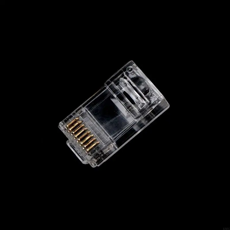 Konektor K9FC RJ45 untuk CAT6 8-Pin Ethernet Patch Cable End Crimp Modular Plug 100pcs
