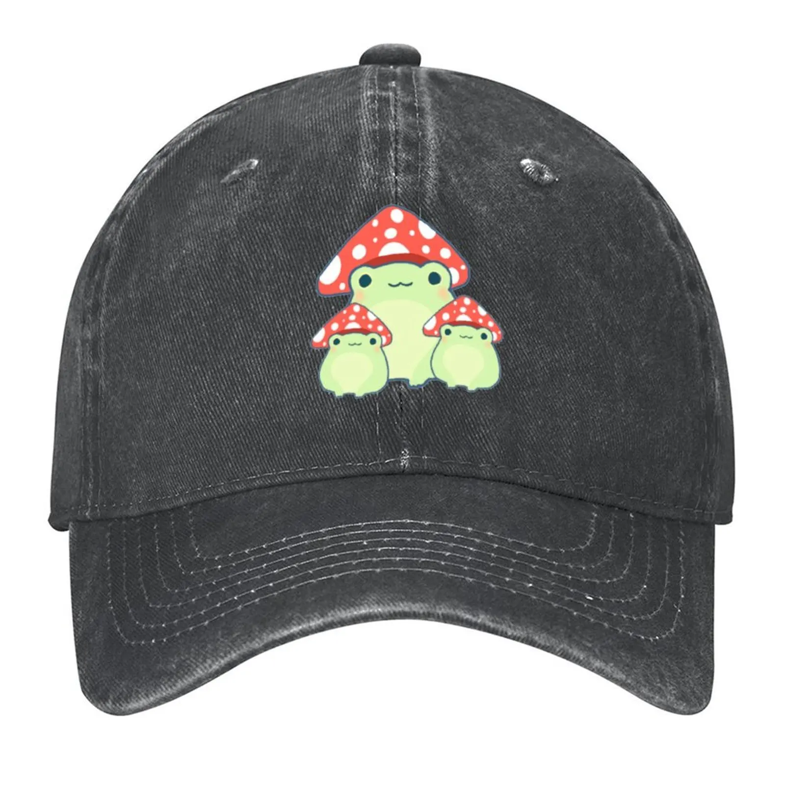 

mushroom frog family Baseball Cap Golf Hat Man derby hat Unique hats Icon For Girls Men's