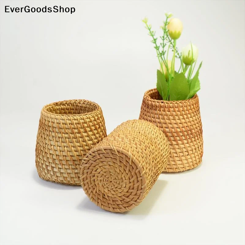 NewRattan Pen Holder Pen Holder For Desk Waterproof And Sturdy Pen Holder School Office Supplies Stationery Desk Organizer