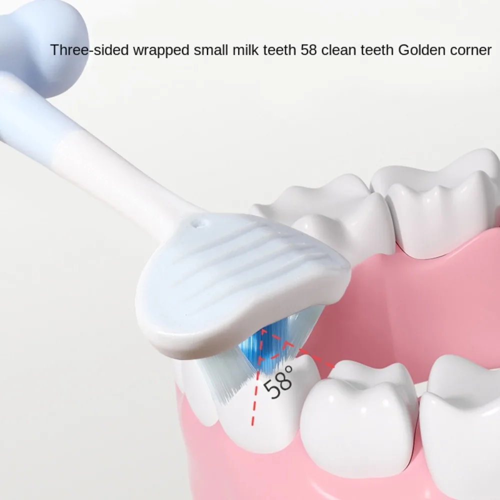 Cepillo de dientes estéreo 3D para limpieza profunda de niños, Color caramelo, tres caras, 360 grados, envolvente, cuidado bucal