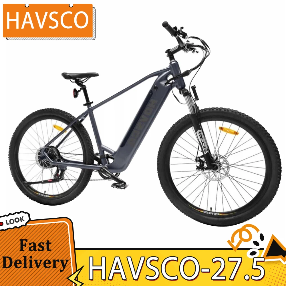 HAVSCO 27.5 Electric Bike 250W Motor 36V 12.5Ah Battery 27.5 inch Tires 25km/h Max Speed 96km Range Torque Sensors Disc Brake