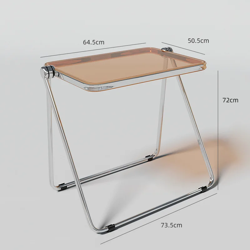 Transparent acrylic folding table, portable office, study desk, Nordic bedroom, household table and chair combination