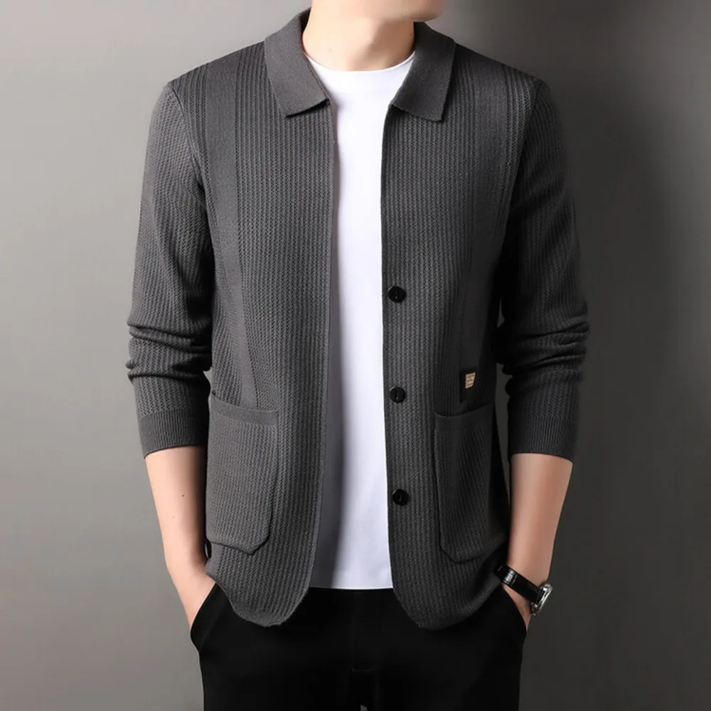 High Quality Men\'s Knitted Cardigan Business Casual Comfortable and Versatile  Suits