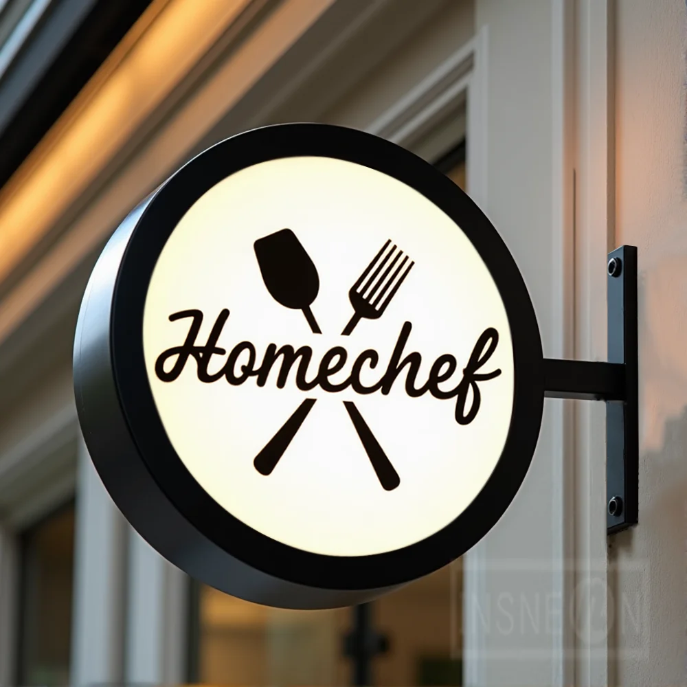 Custom Round Acrylic LED Light Box for Storefront Waterproof Double Sided Outdoor Business Signage Wall Mounted