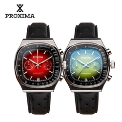 Proxima PX1734 Retro Quartz Chronograph Men Watches Sapphire Glass Enamel Dial Stainless Steel Fashion Dress Wristwatch