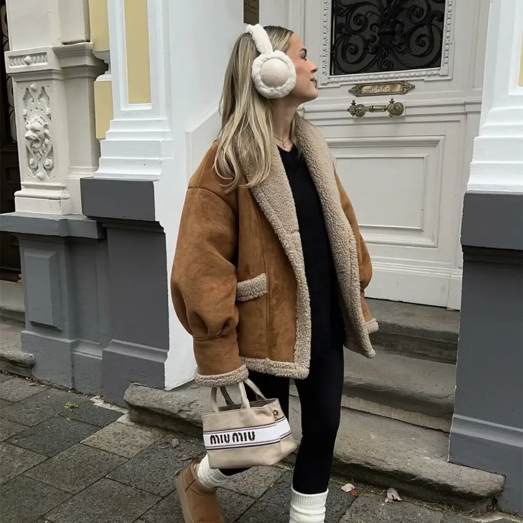 

Женская мода с меховыми лацканами, осень-зима, европейско-американский стиль, оптовая продажа, модная верхняя одежда для женщин