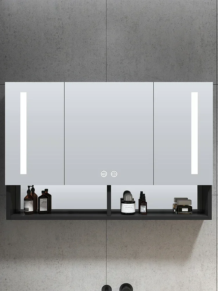 Independent wall-mounted bathroom smart mirror space aluminium storage lamp dressing defogging mirror box