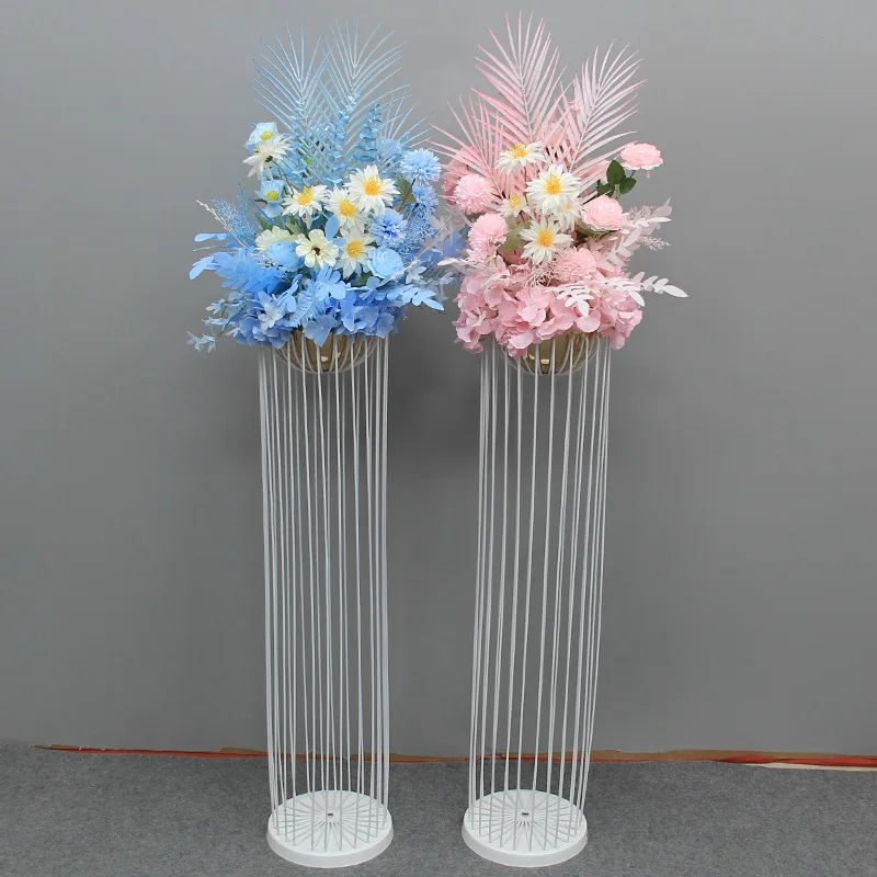 4pcs f30 100cm Black White Flower Pot Stand Wrought Iron Plant Container Wedding Centerpiece Candelabra Walkway Props ivy811