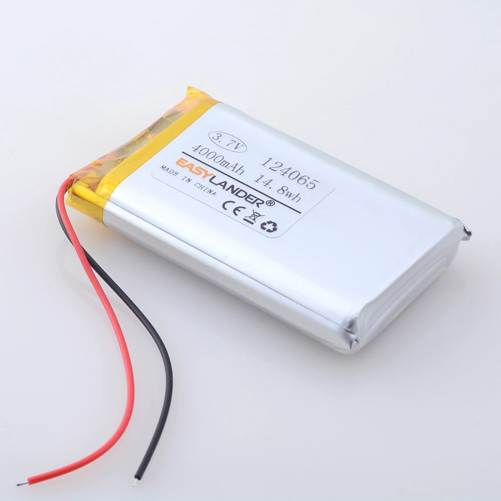 124065 3.7 فولت 4000 مللي أمبير بطارية ليثيوم بوليمر قدرة عالية Jst PH 2.0 مللي متر 2pin التوصيل تدفئة اليد اللوحي الأجهزة الطبية كاميرا