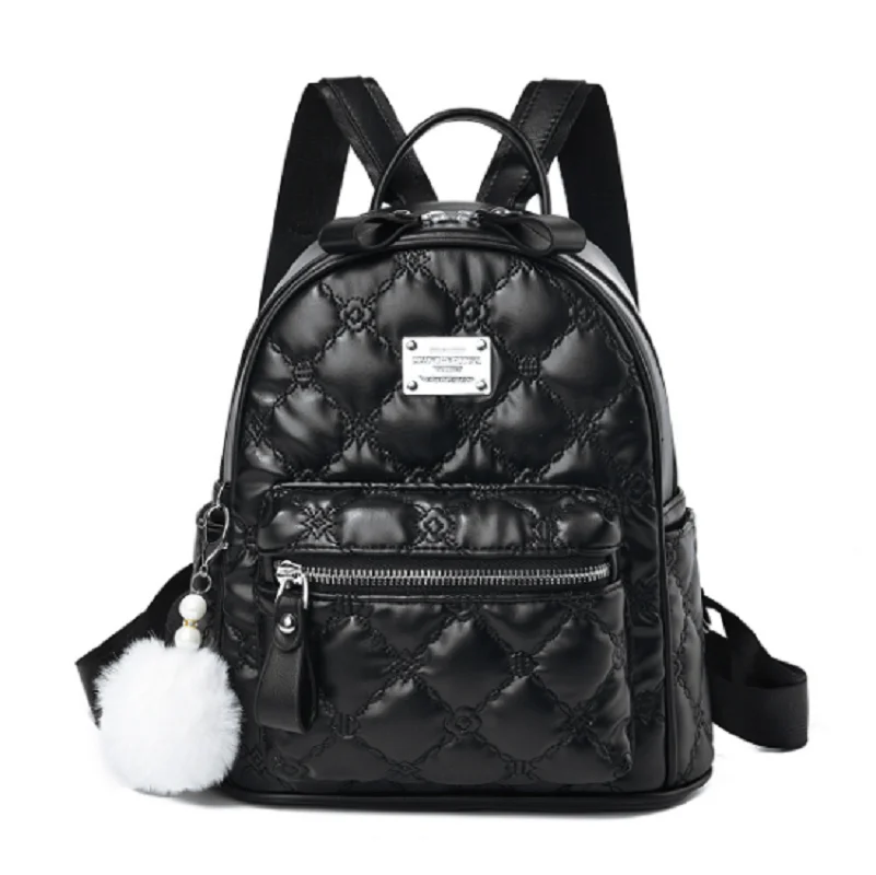 Korean New Fashion Diamond Lattice Soft Leather Backpacks Women's Casual High Capacity Shoulder Bags Laptop Bag Crossbody Bag
