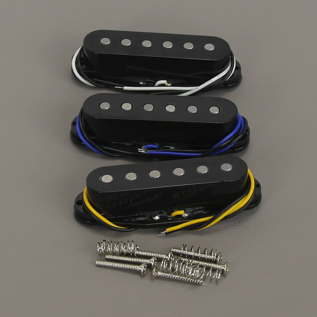 FLEOR 3PCS Flat Top Alnico 5 Vintage ST Electric Guitar Pickups Single Coil Pickups 50/50/52mm Set Black