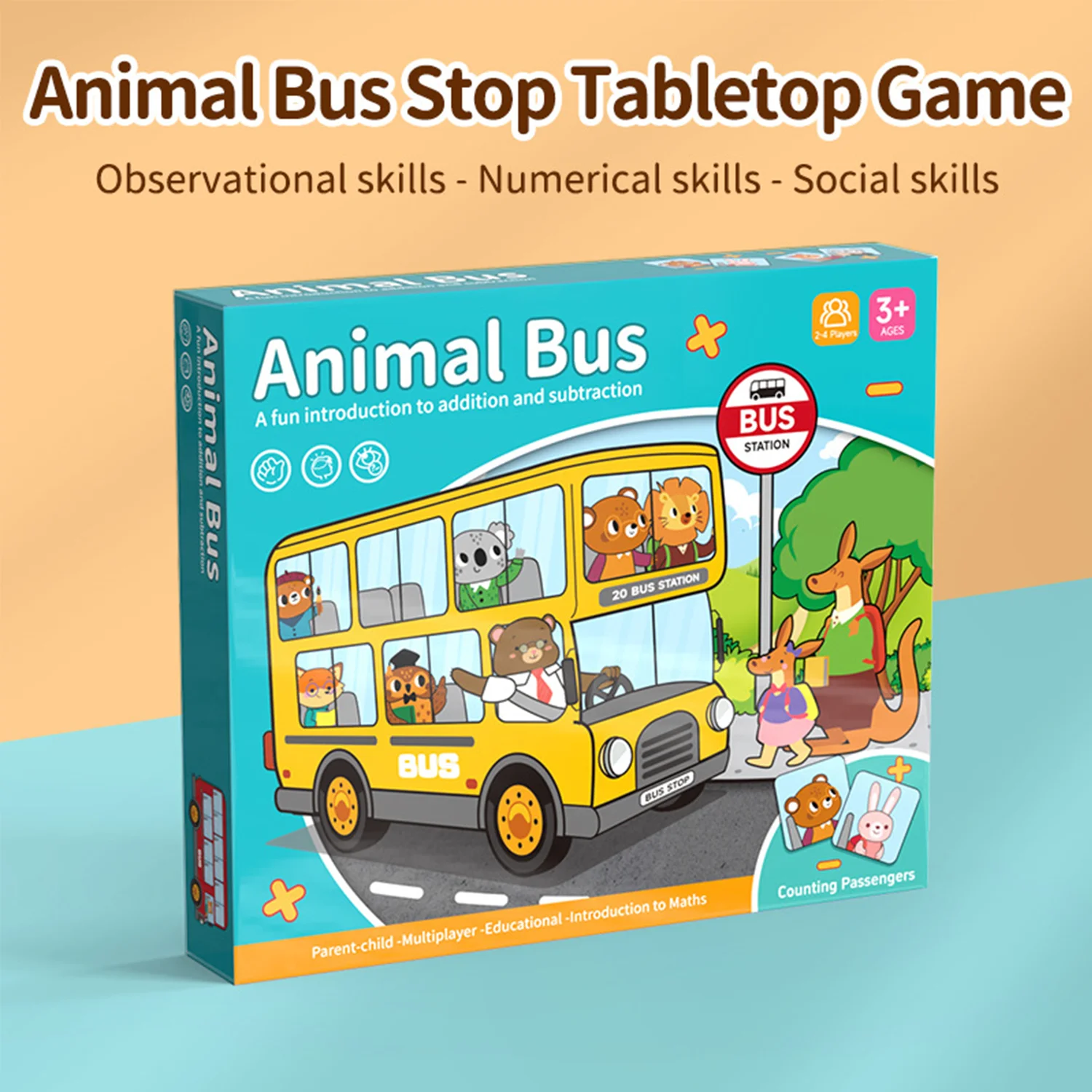 Animal bus platform board game, children's puzzle game, fun children's multi-functional parent-child cartoon desktop toy