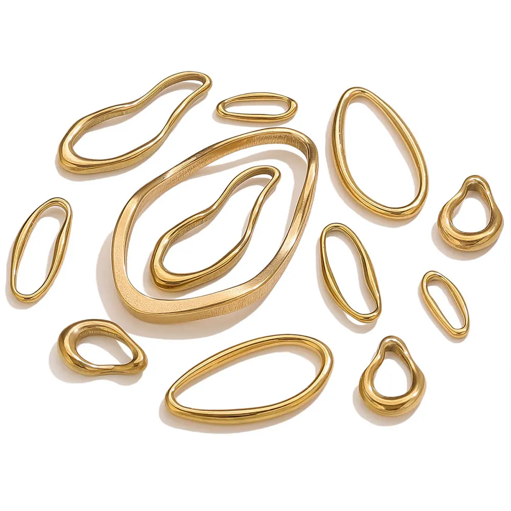 5 Stück Edelstahl vergoldet Verbinder Charms Schmuckherstellung Zubehör für DIY unregelmäßige Lünette Damen Ohrringe Halskette – Detail 2