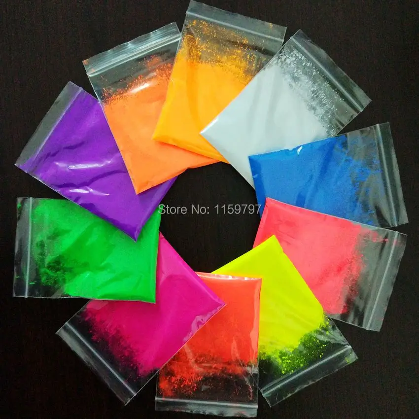 Neon Nail Fluorescent Pigment Fluorenscence Effect Nail Glitter Powder Phosphor Pigment For Acrylic Epoxy Resin Paint 10g/Bag