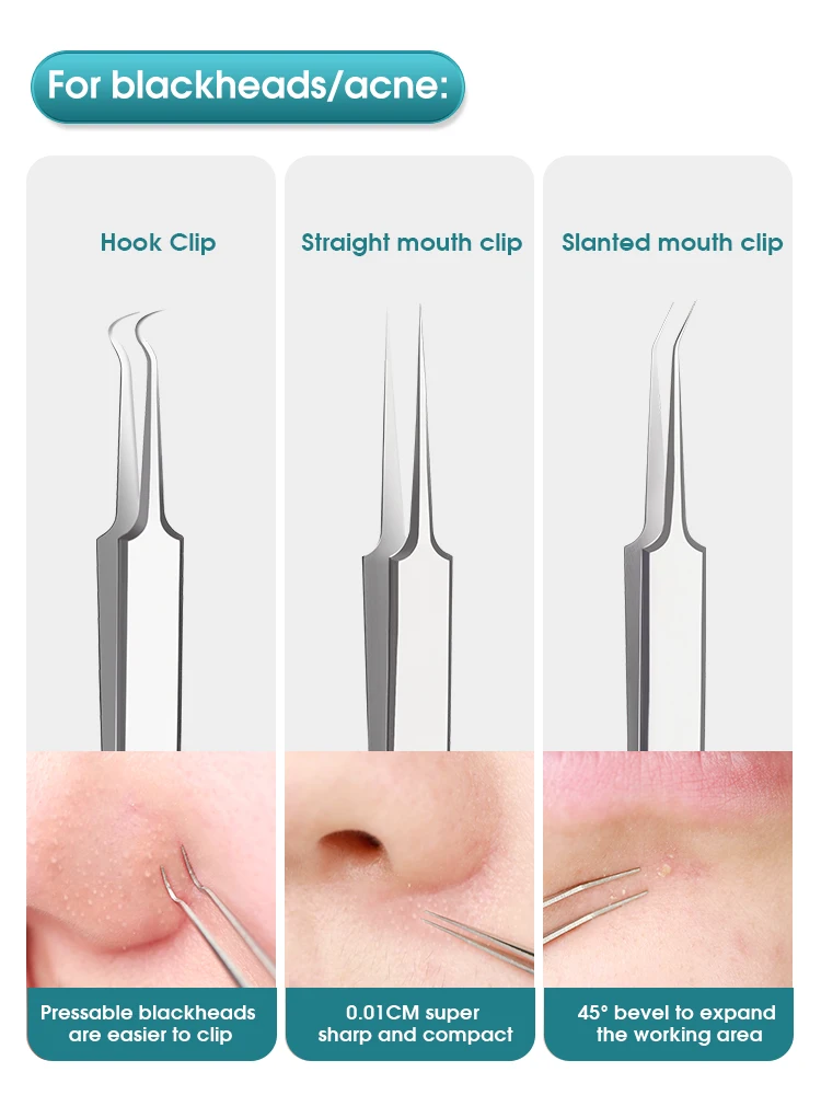 Super Puntige Celclip Acne Naald Set, Ultrafijne Pincet, Mee-Eter Verwijderen En Acne Verwijderen Naald Schoonheid Tool