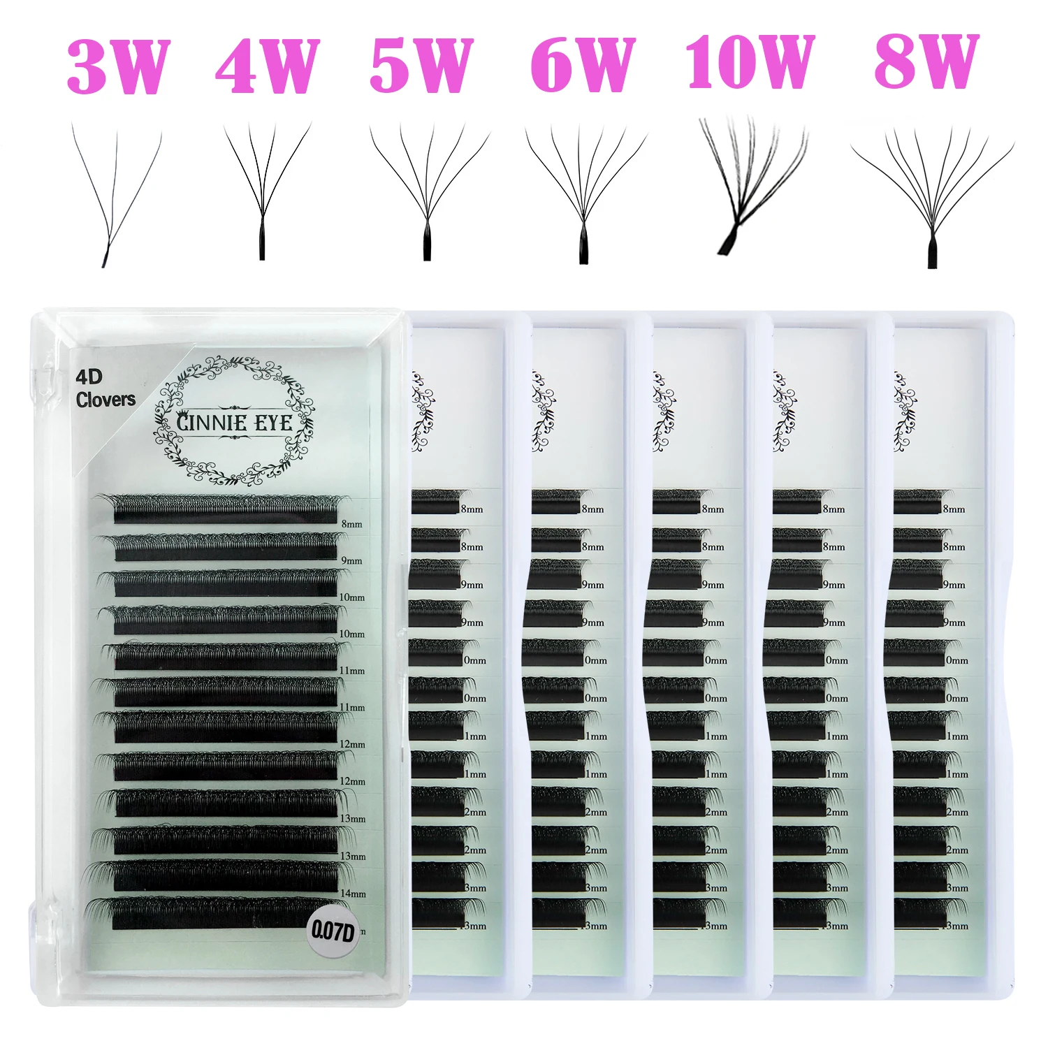 5D W Eyelash CIlios 5D Individual Cluter Lash BUnches 3W 4W 6W Russia Premade Volume Eyelashes 8D Ready made Lash fans Drop Ship