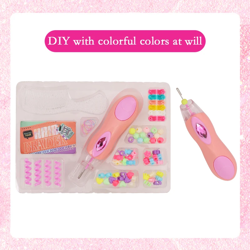 完全なDIYヘアブレイドセット - ビーズとスタイリングツール付き自動ブレイダー、女の子のための楽しいヘアアクセサリーキット