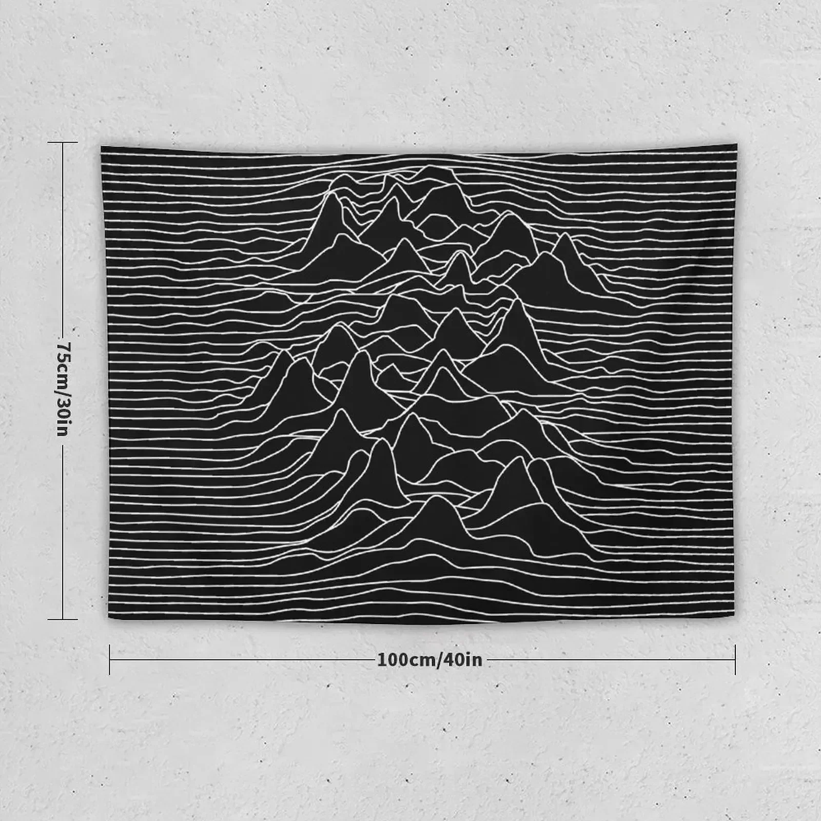 Black and white illustration - sound wave graphic- black Tapestry Room Design Room Ornaments Tapestry