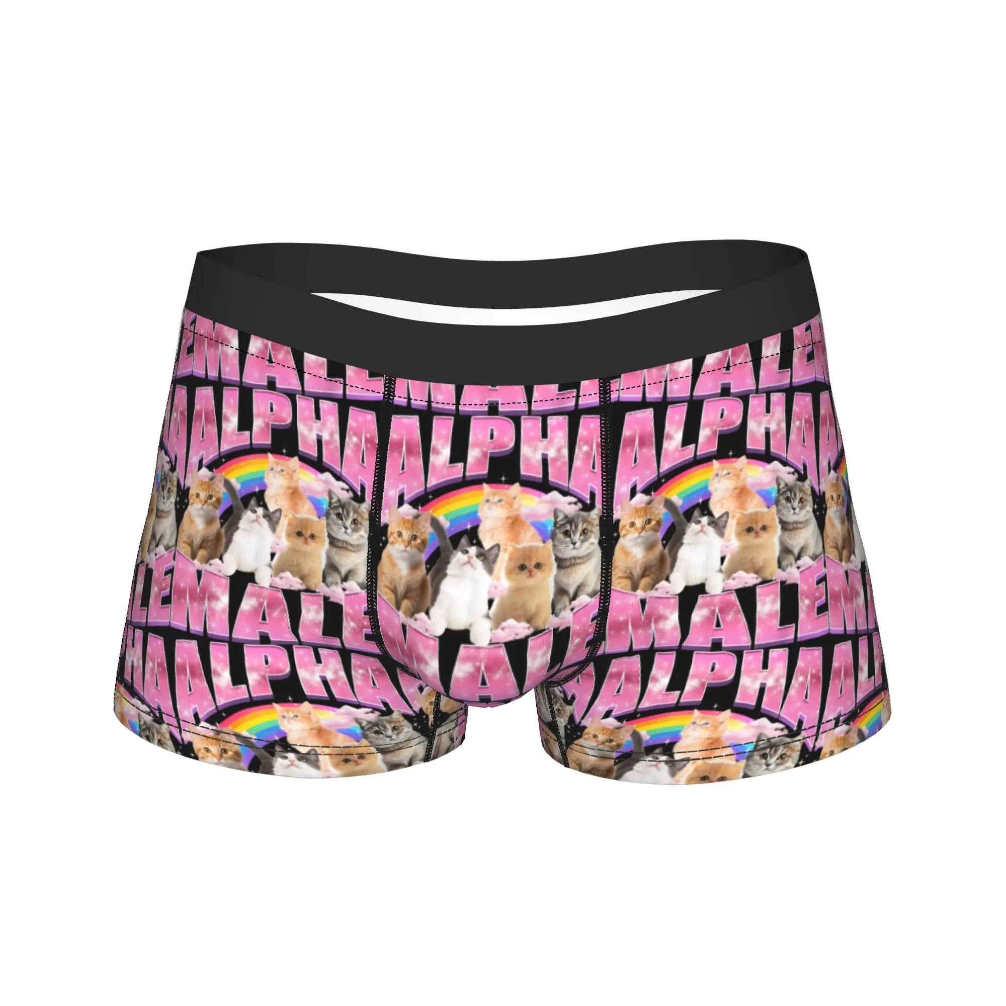 

Alpha Male Funny Cat Kitten Rainbow Floral Shorts Briefs Underwear Men Comfortable Trunk Customs Oversize Underpants