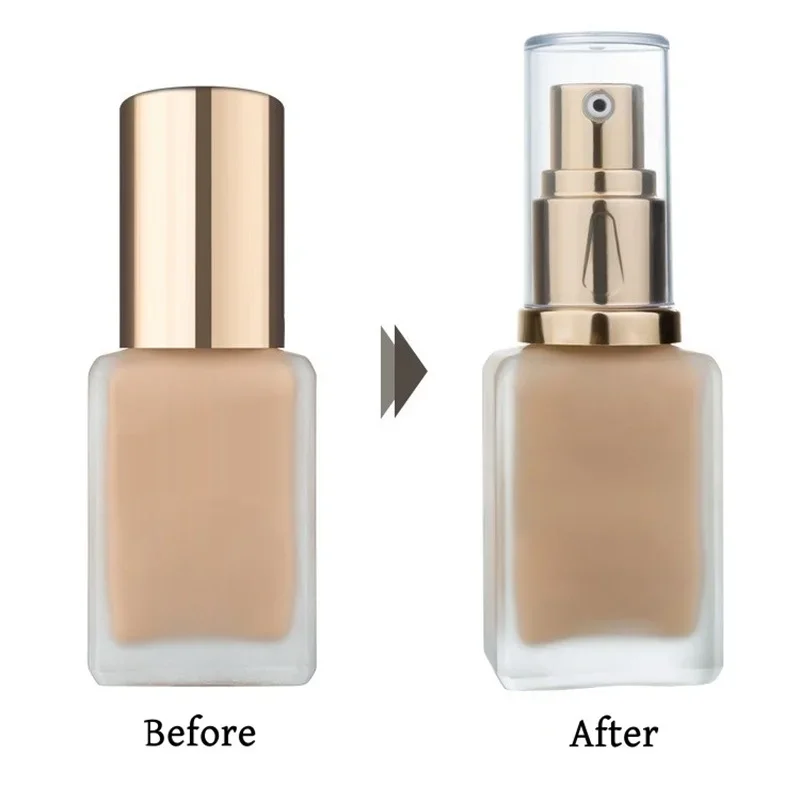 1Pc DW Liquid Foundation Pump Transparent&Golden Cove Upgraded Version DIY Bottle Fully Utilizing Not Wasteful Makeup Tools Pump