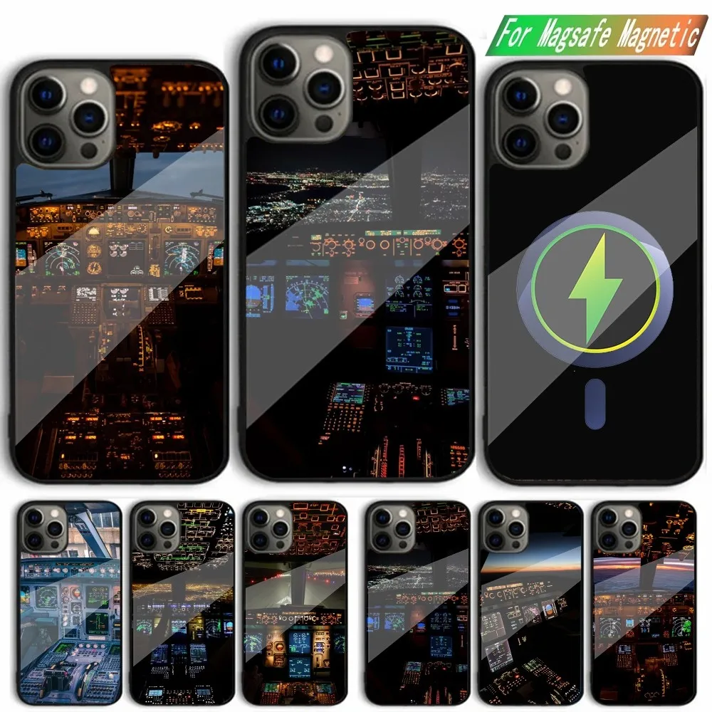 

Aviation Aeroplane Pilot Cockpit Phone Case For iPhone 15,14,13,12,11,Plus,Pro,Max Mini Magsafe Magnetic Wireless Charging