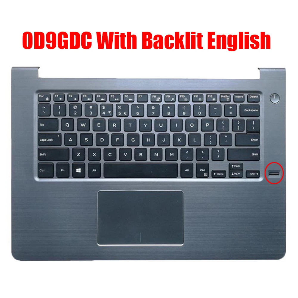 US/Thailand Laptop Palmrest For DELL For Vostro 14 5468 V5468 0D9GDC D9GDC Backlit Fingerprint Hole NO-Touchpad Gray Upper Case