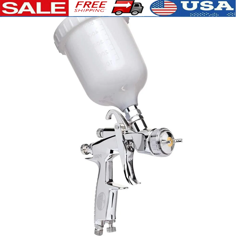 Professional Stainless Steel HVLP Paint Spray Gun Lightweight Ergonomic Grip High Quality Primer Tool 1.7mm 2.0mm Nozzles 9.5CFM