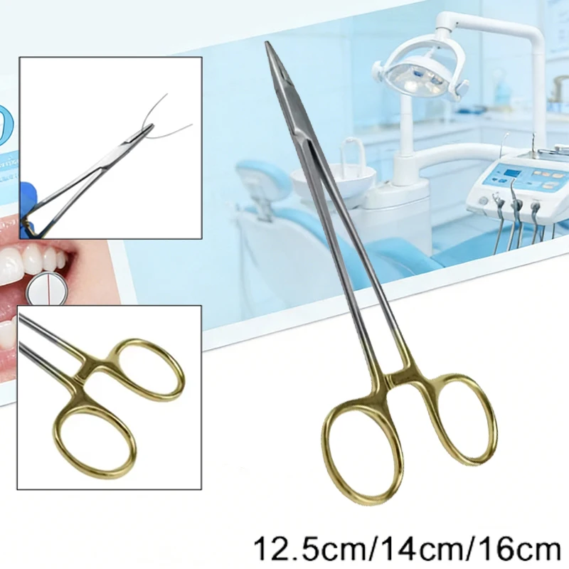 

Золотистые многоразовые ортодонтические щипцы-держатели для стоматологических игл 12.5/14/16 см, хирургический инструмент из нержавеющей стали