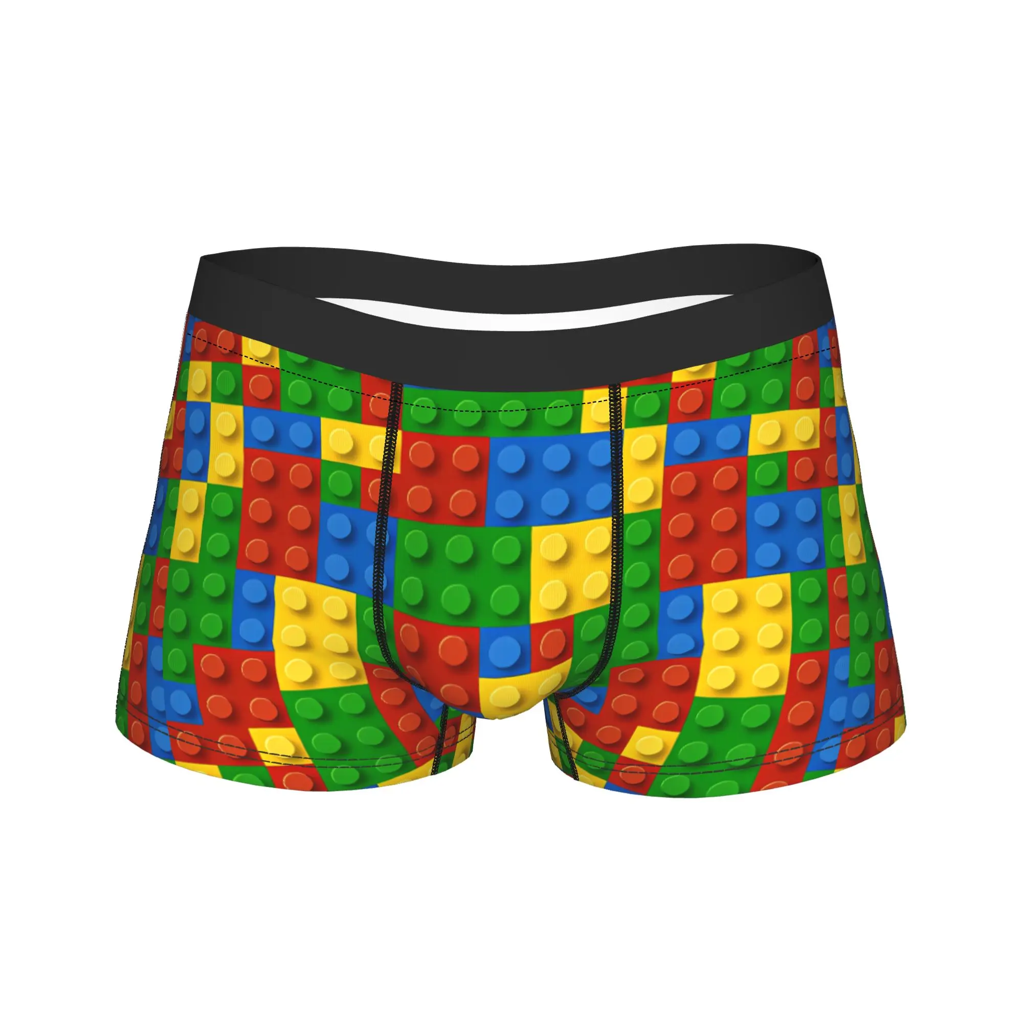 

Classic Rainbow Building Blocks Boxer Brief Underwear High Quality Man Elastic Boxer Shorts Pattern Oversize Underpants