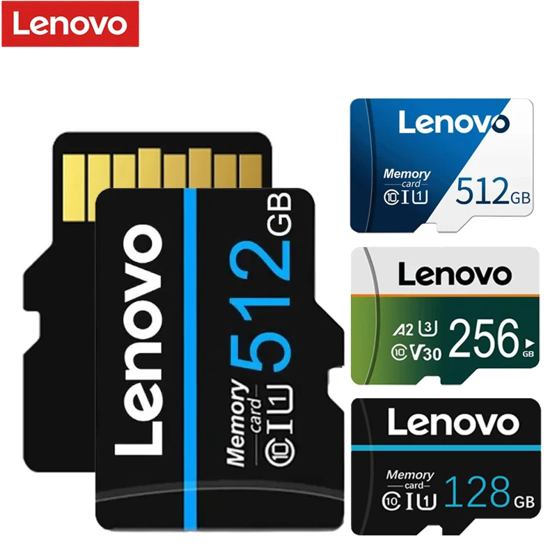 Lenovo kartu memori 512GB UHS-I 128GB, kartu TF mikro SD 256GB kartu memori 256GB 512GB untuk kamera/Ponsel/Drone