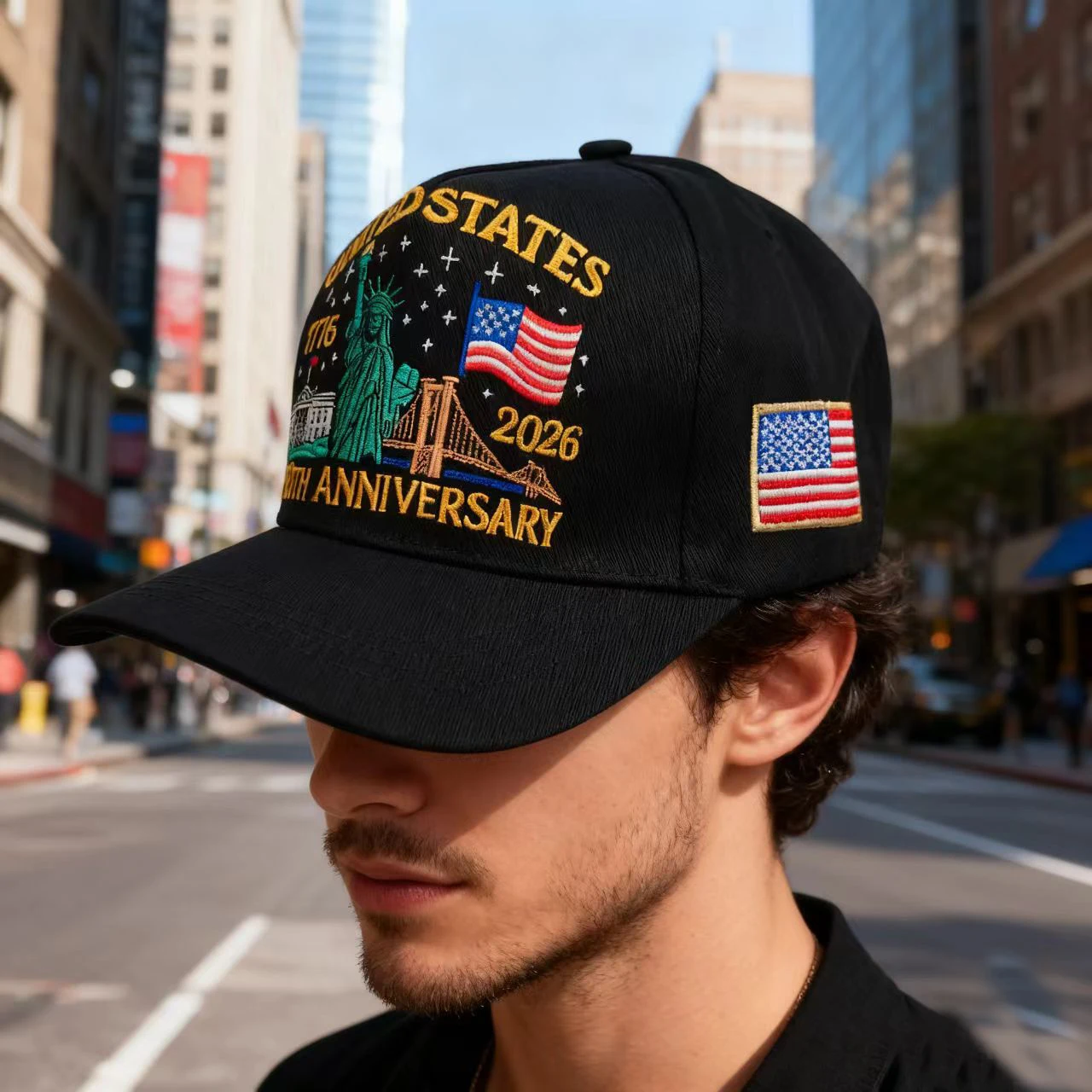 American Style Freedom Goddess Embroidery Baseball Cap Fashion Casual Large Head Size Baseball Cap