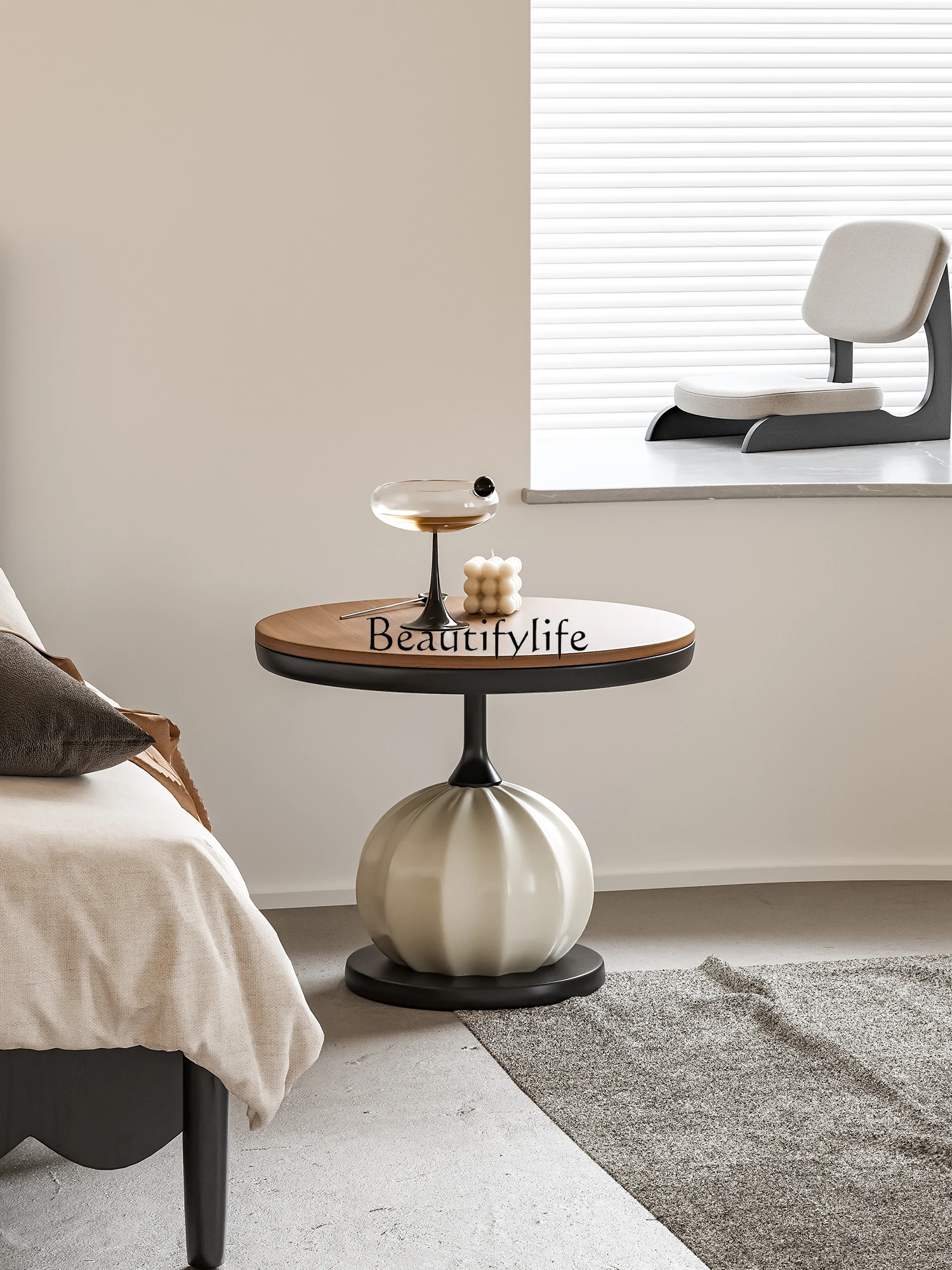 

Modern simple small round table living room balcony creative corner bedside table