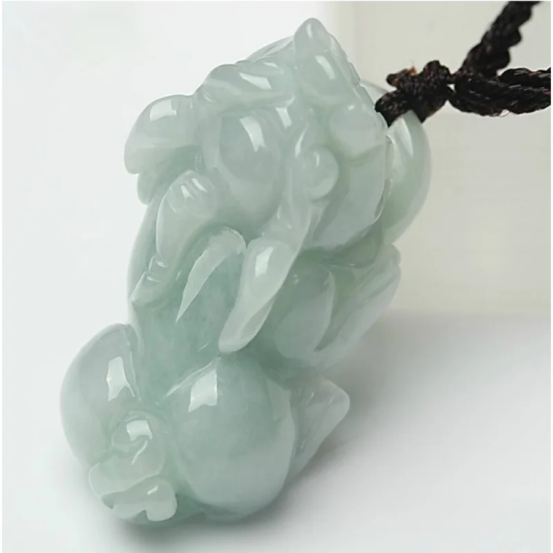 Ruyi esmeralda de Myanmar para hombres y mujeres, colgante de Jade verde frijol