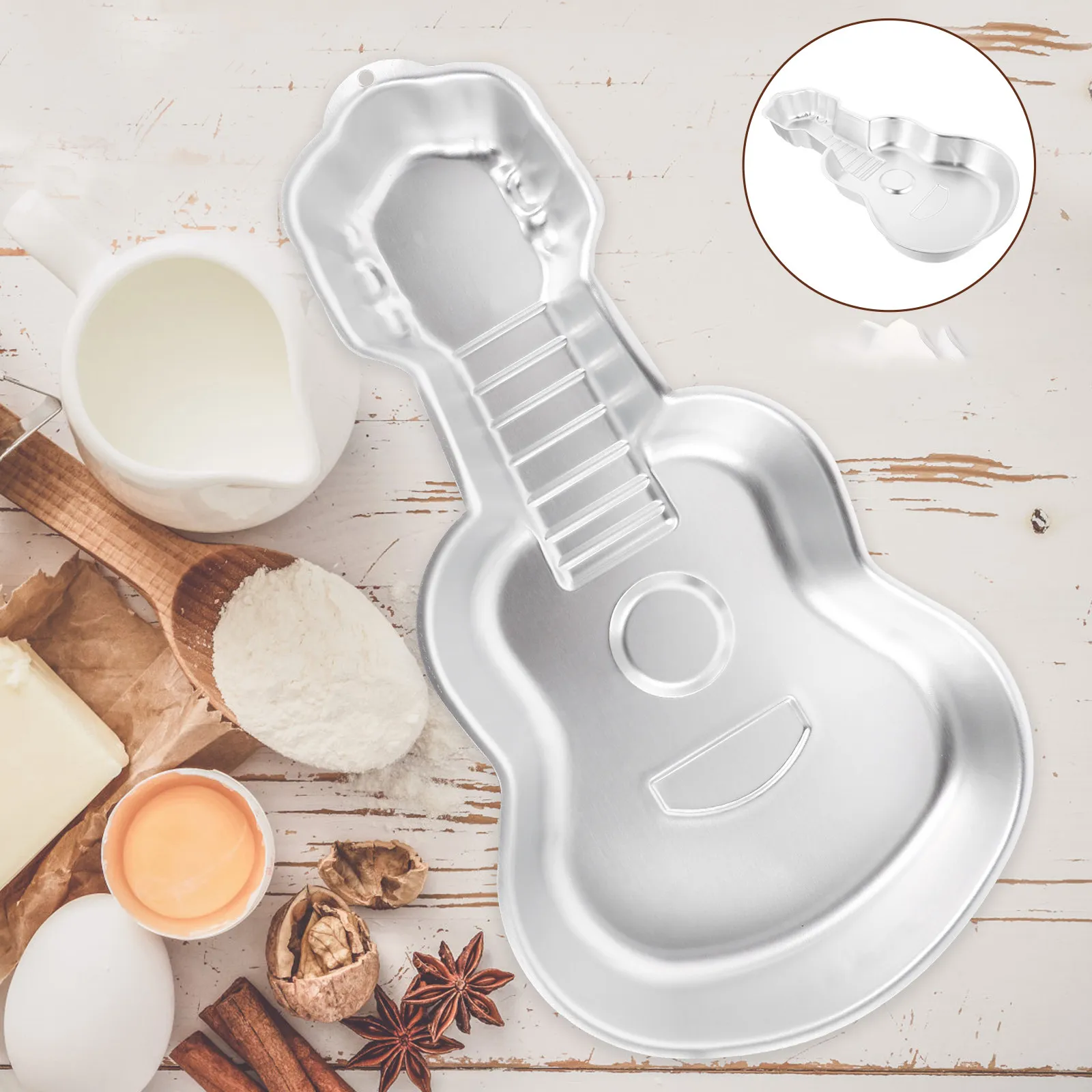 1Pcs Waterproof Sturdy Aluminum Alloy Cake Mold Butterfly Guitar Shape for Baking DIY Home Bakery Pudding Jelly Bread Oven Pan
