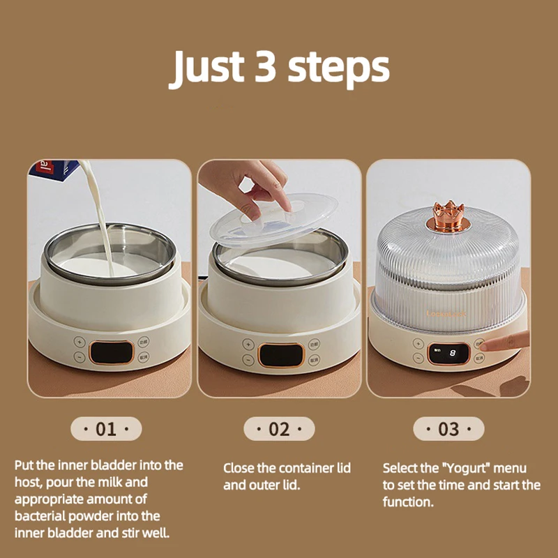 Điện Máy Làm Sữa Chua Với 4 Ly Thủy Tinh Tự Động Leben Sữa Chua Rượu Máy Khuôn Làm Xôi, Làm Kem Chua Natto Fermenter 220V