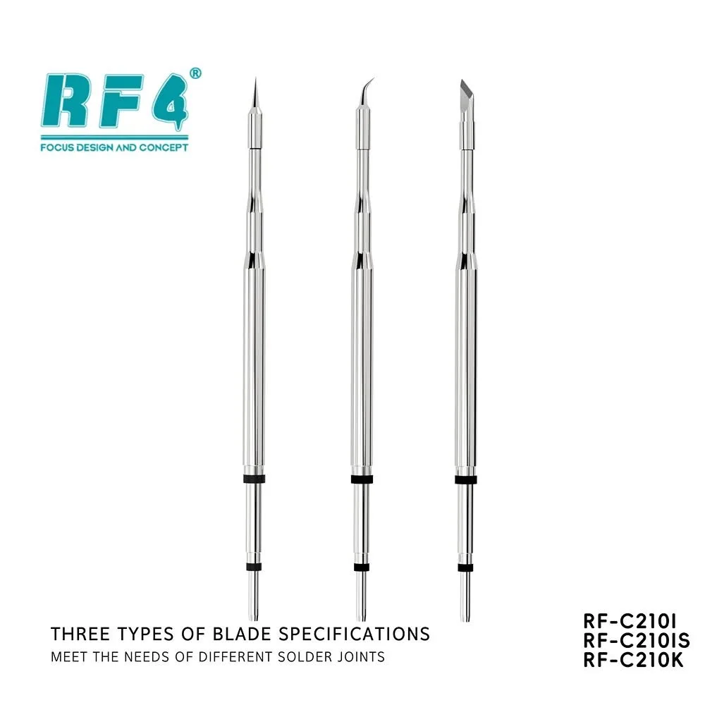RF4 C210 soldering iron tip is compatible with the S210 soldering station handle; it's plug-and-play, convenient and quick.