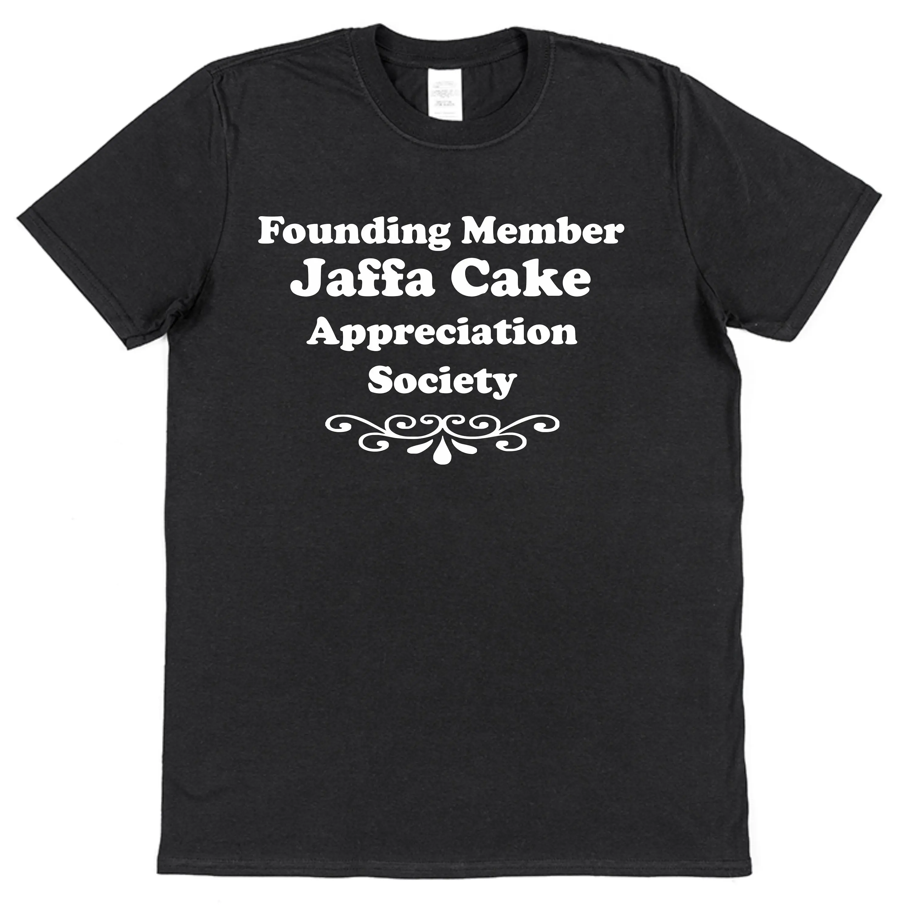 Founding Member Jaffa Cake Appreciation Society Cotton T Shirt orange retro biscuit chocolate fan club cookie funny