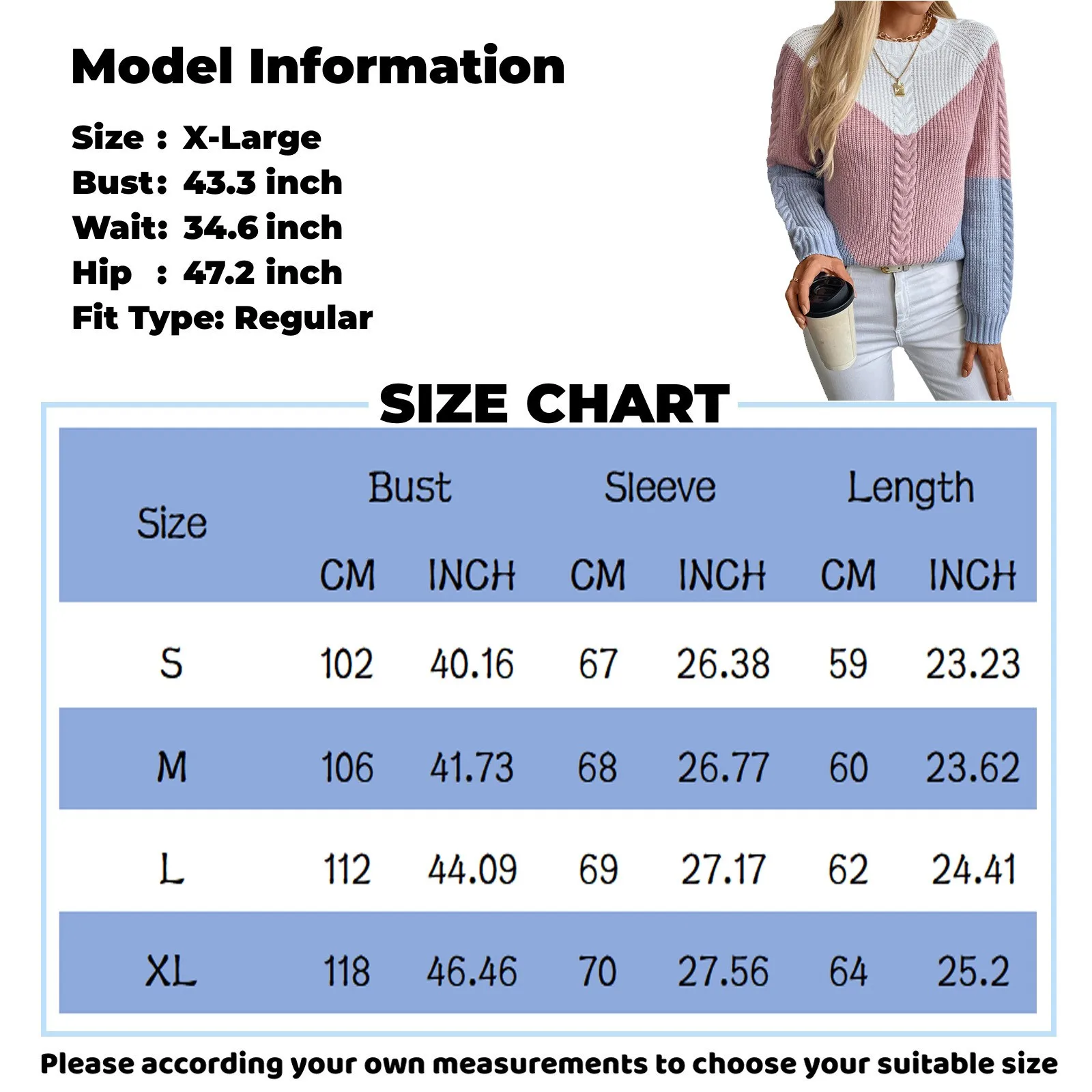 Women'S Casual Round Neck Long Sleeve Comfortable Contrast Color Cable Knit Women'S Pullover Loose Sweater Winter Clothes Woman