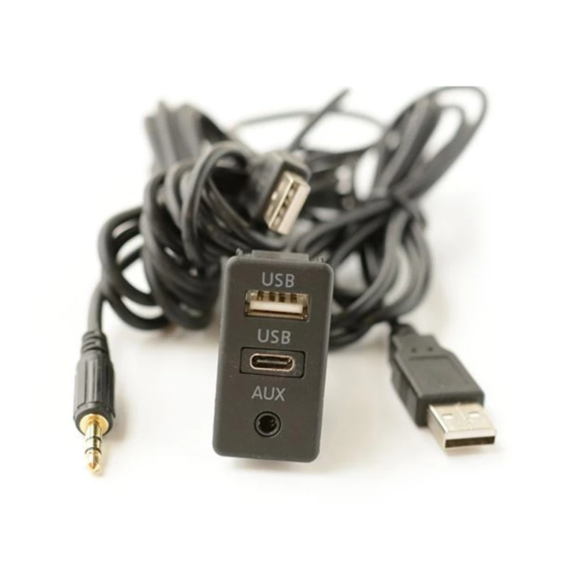 Praktyczny przedłużacz samochodowy Kabel USB typu C Interfejs Aux Kabel zasilający Kabel do modyfikacji zasilania samochodu