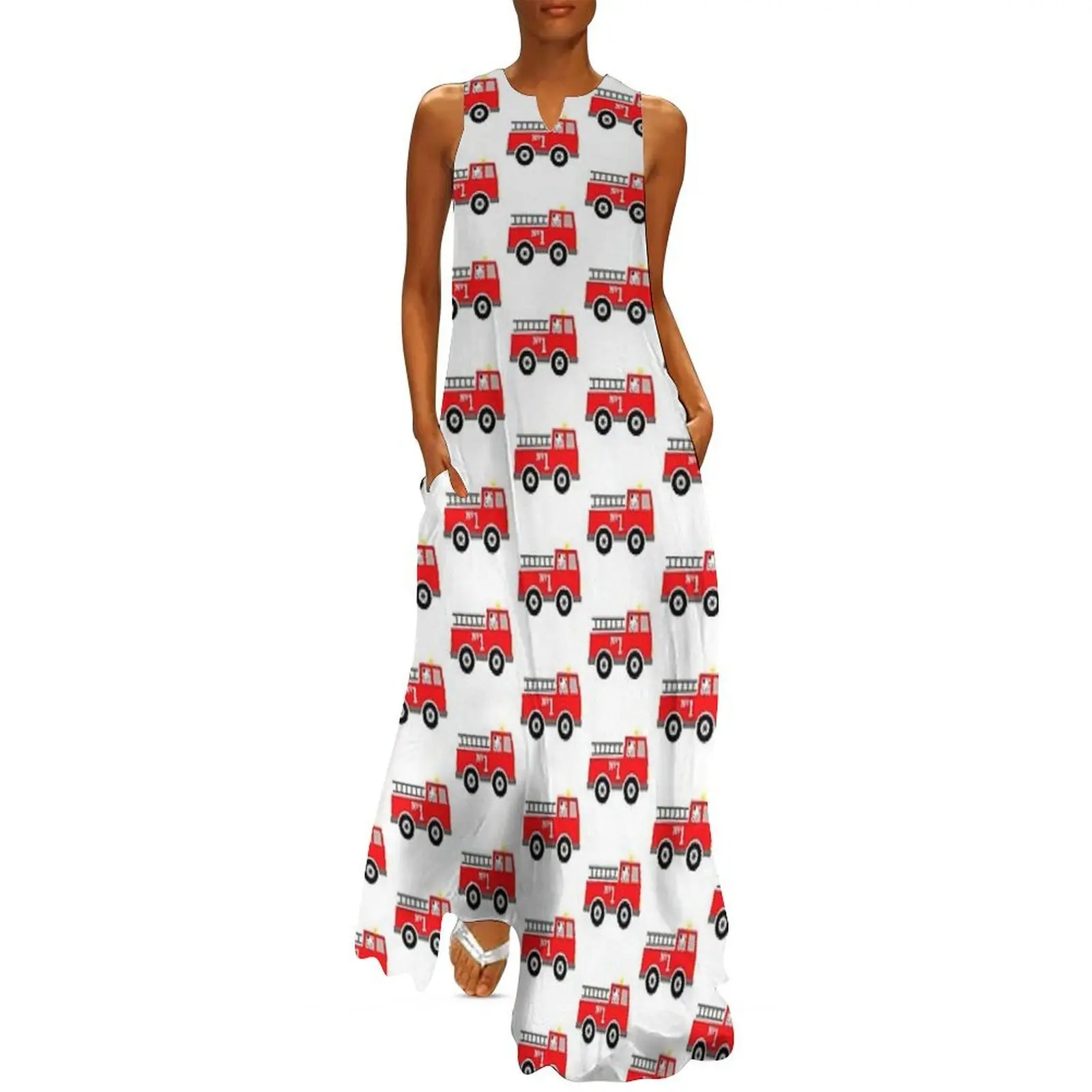 

Firetruck with Dalmatian Dog Long Dress cocktail dresses Woman clothing dresses for womens clothing women summer 2025