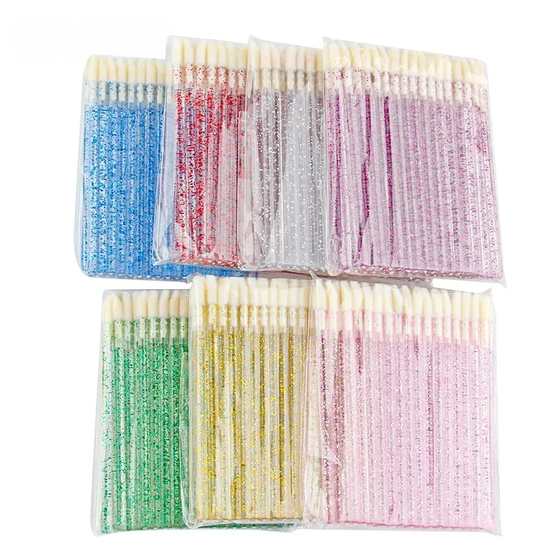 Lanjinglin 5/50 szt. Jednorazowe pędzelki do ust, pędzle do makijażu, aplikatory do szminki, różdżki, narzędzia do przedłużania rzęs, akcesoria kosmetyczne