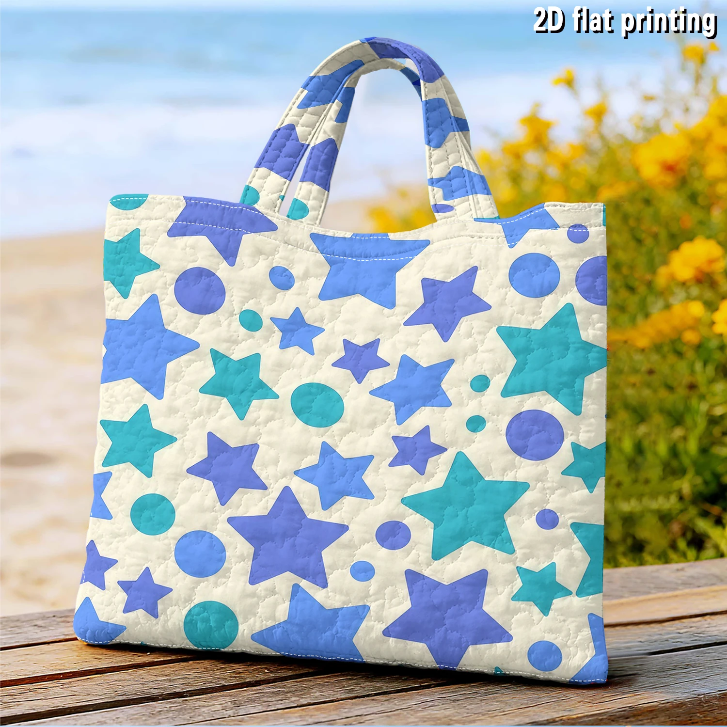 Pastel Star Dot Large Capacity Canvas Shoulder Bag Dual Side Print Tote Bag Daily Shopping Bag Fashion Gift Handbag