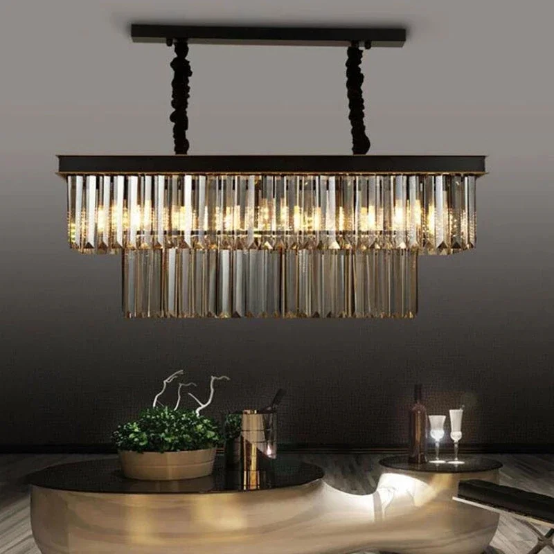 Modern Light Pendant Crystal Rectangle Pendant Lamp Crystal Lamp Popular Drop Crystal Lamps Room Lving Design Hotel Cafe