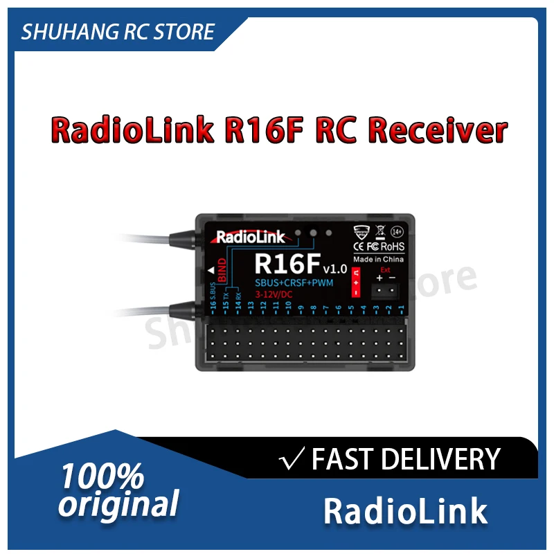 RadioLink R16F RC Receiver Real-time Built-In Telemetry 4000 Meters Control Distance for Helicopters Fixed-wing Gliders Boat